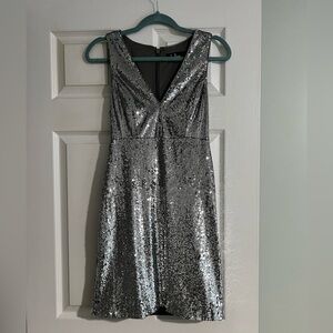Silver sequin v neck lulus dress size S